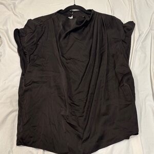 Eloquii Silky Black Draped Blouse
